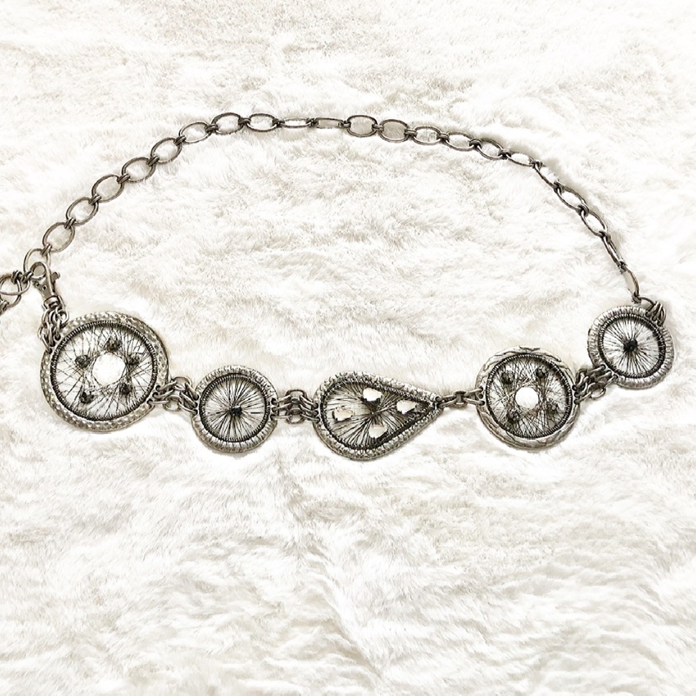CHICO’S DREAMCATCHER Metal Chain Belt W/ Rhinestones Cowgirl Boho Artsy Hippie - Picture 1 of 8